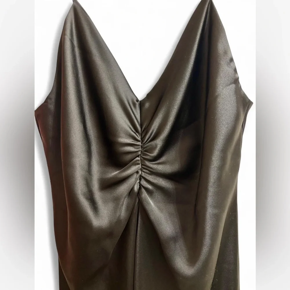 Zara Black Satin V-Neck Slip Dress - Picture 4 of 7